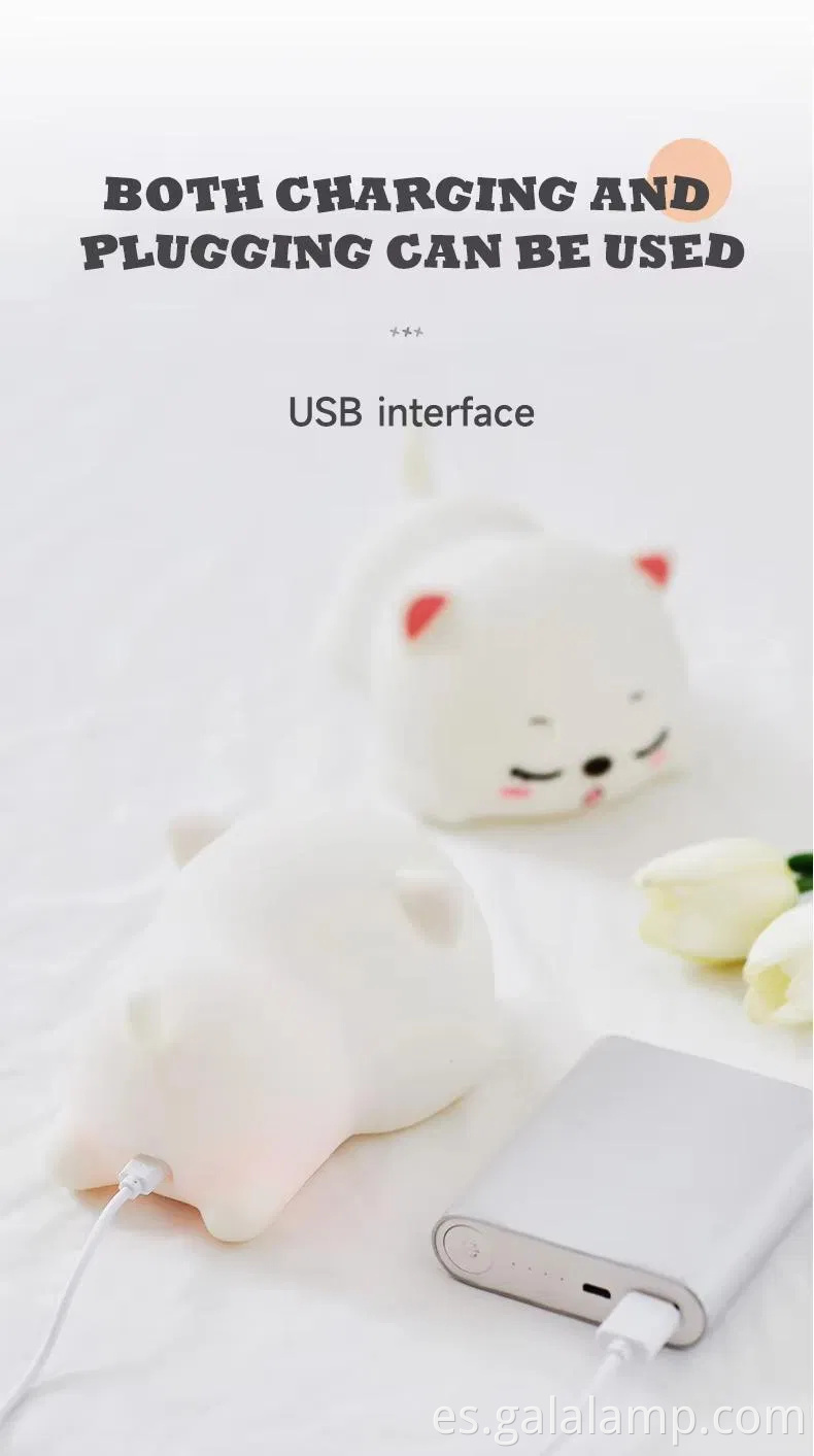 Adorable Sleep Cat Cartoon Silicone LED Night Lights para niños 'Rooms Night